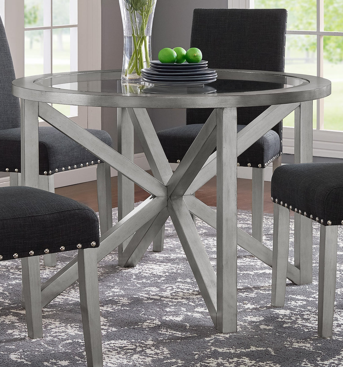 Grey Wood Glass Dining Table Only- Model #1035B – SalesAway