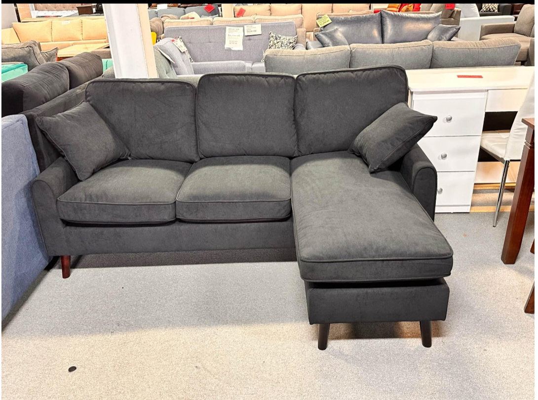 Black Fabric Sectional Sofa Includes Throw Pillows Model Mona