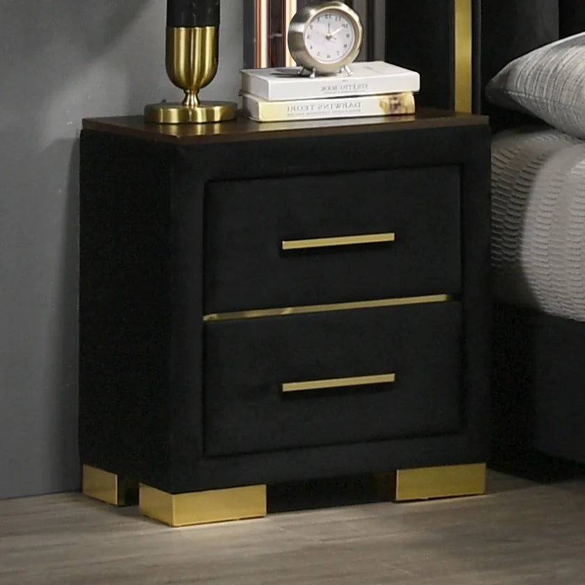 Black & Gold Velvet Nightstand Model 100 SalesAway