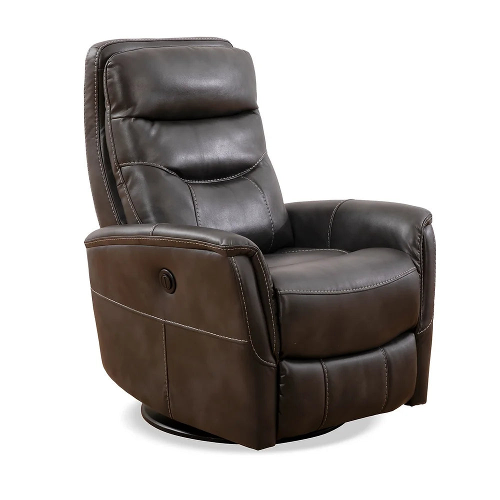 Grey Leather Power Recliner Glider Rocker Accent Chair Model 6302