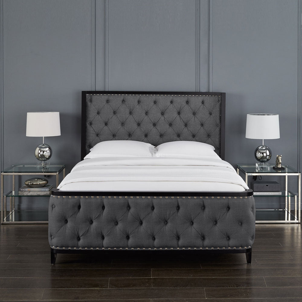 Best Bed to Buy In Richmond Hill Velvet Bed with Diamond Pattern