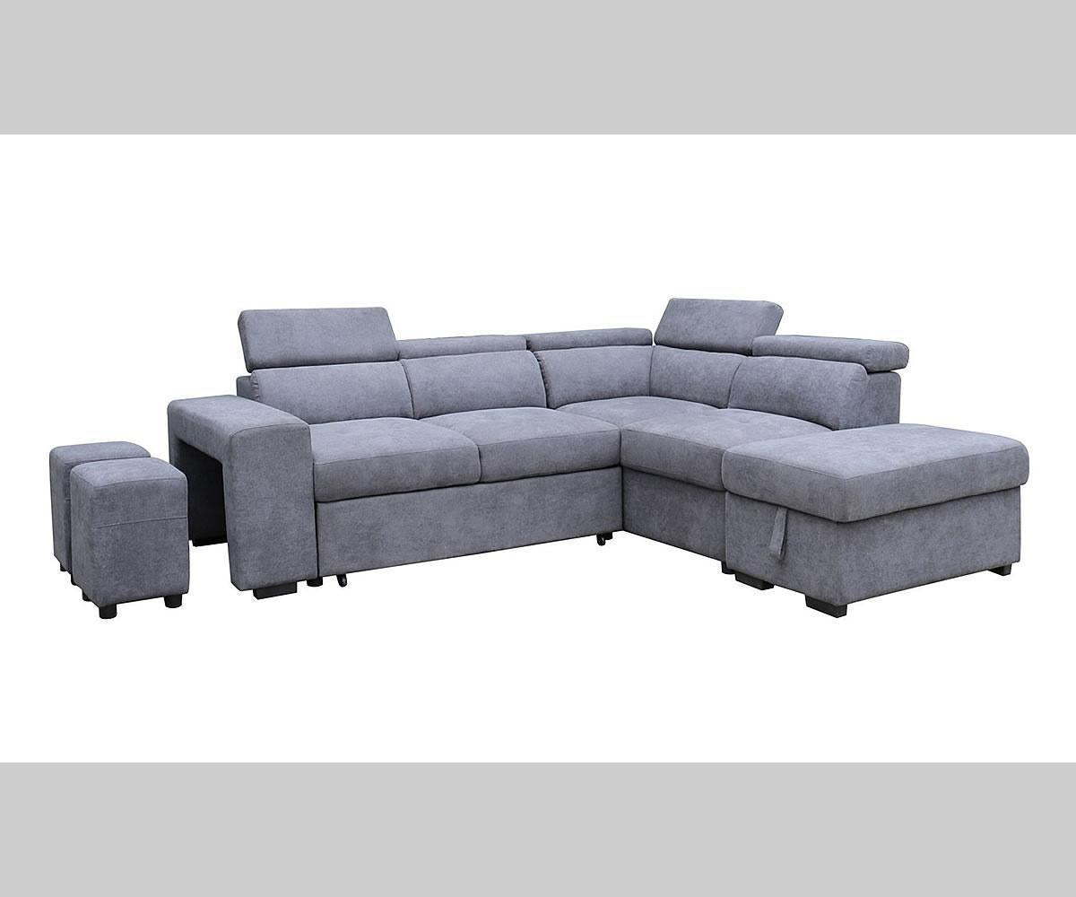 Light Grey Velvet Sectional Sofa Bed Model Starla SalesAway