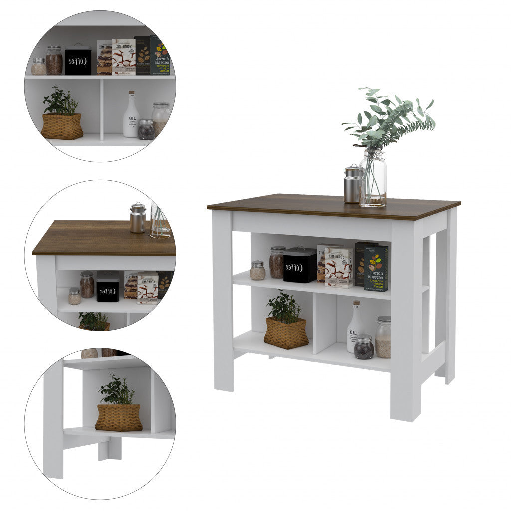 Modern White And Caramel Kitchen Island Model 477873 SalesAway