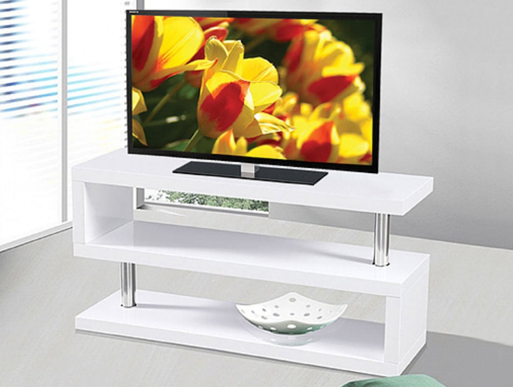 Best Buy Tv Tables In Richmond Hill | Glossy White with Chrome 