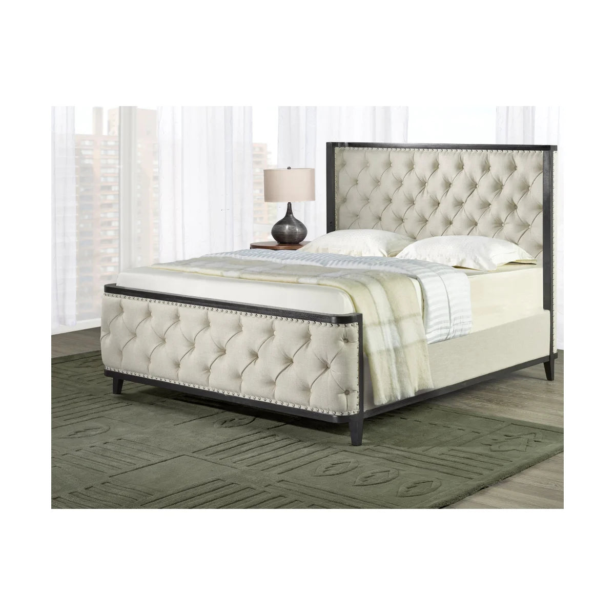 Best Bed to Buy In Richmond Hill Velvet Bed with Diamond Pattern